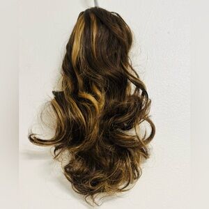 Seikea Brown with golden blonde highlights with clip in claw synthetic hairpiece